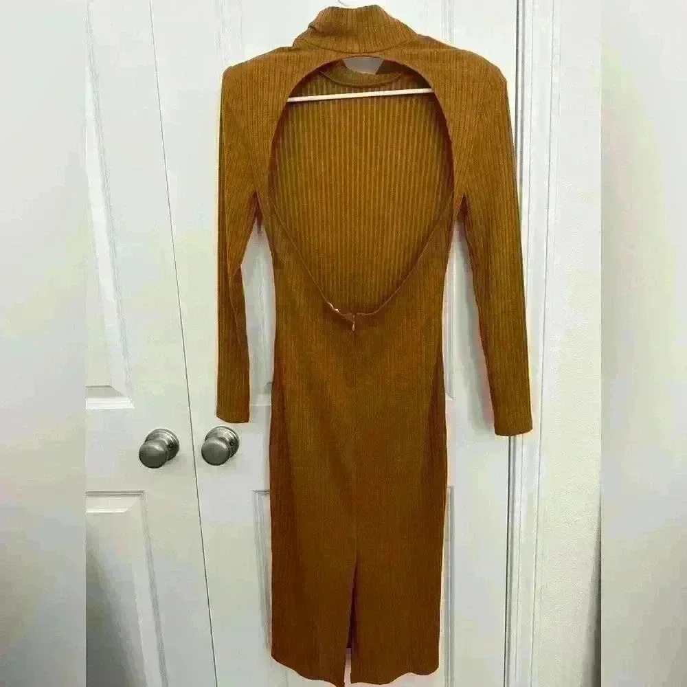 LPA Jovie Long Sleeve Midi Dress in Rust Size S - Picture 4 of 7